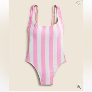 J. Crew Pink and White Striped One Piece Swimsuit
